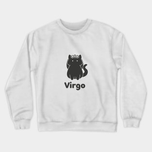 Virgo Cat Zodiac Sign with Text (Black and White) Crewneck Sweatshirt